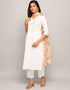 Trendy Designer Party Wear Readymade Salwar Suit White Cotton Pant Straight Side View
