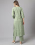 Trendy Designer Party Wear Readymade Salwar Suit Green Cotton Pant Straight Back View