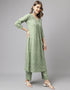 Trendy Designer Party Wear Readymade Salwar Suit Green Cotton Pant Straight Side View