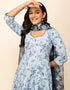 Trendy Designer Party Wear Readymade Salwar Suit Sky Blue Cotton Pant Straight Back View