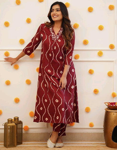 Trendy Designer Party Wear Readymade Salwar Suit Maroon Rayon Pant Straight Back View