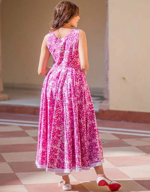 Designer Party Wear Readymade Salwar Suit Pink Cotton Pant Straight Close-up View