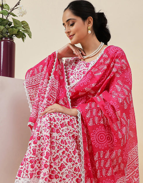 Designer Party Wear Readymade Salwar Suit Pink Cotton Pant Straight Back View