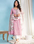 Designer Party Wear Readymade Salwar Suit Pink Cotton Pant Straight Front View