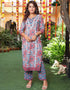 Designer Party Wear Readymade Salwar Suit Pastel Blue Cotton Pant Straight Front View
