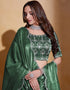 Traditional Function Wear Lehenga Choli Collection Green Organza Silk Lehenga Choli Back View
