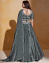 Traditional Function Wear Lehenga Choli Collection Grey Organza Silk Lehenga Choli Close-up View