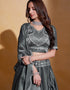 Traditional Function Wear Lehenga Choli Collection Grey Organza Silk Lehenga Choli Back View