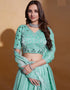 Traditional Function Wear Lehenga Choli Collection Sea Green Organza Silk Lehenga Choli Back View
