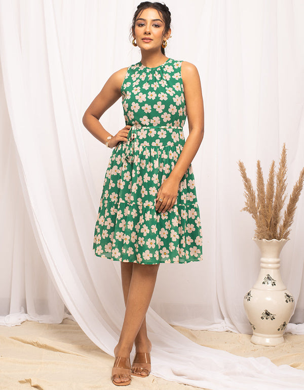 green georgette designer party wear readymade one piece designer printed details for one piece 13532-acy3215 Front View