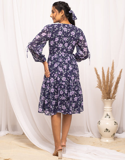 blue georgette designer party wear readymade one piece designer printed details for one piece 13532-acy3216 Close-up View