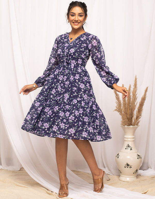 blue georgette designer party wear readymade one piece designer printed details for one piece 13532-acy3216 Front View