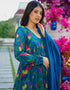 stylish blue muslin designer party wear readymade salwar suit with blue muslin 13534-acy3227 Close-up View