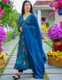stylish blue muslin designer party wear readymade salwar suit with blue muslin 13534-acy3227 Back View