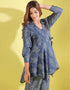 contemporary blue cotton blend beautiful readymade co-ord top with bottom set suit design pant 13546-acy3292 Back View