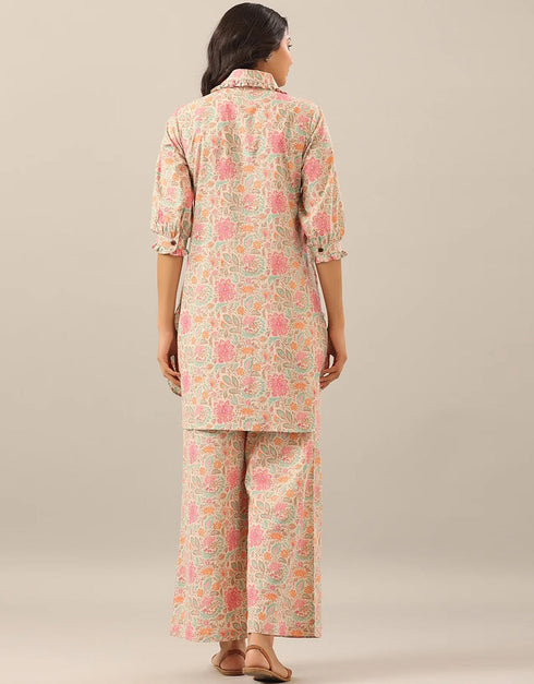 contemporary multi color cotton blend beautiful readymade co-ord top with bottom set suit design pant 13547-acy3303 Close-up View