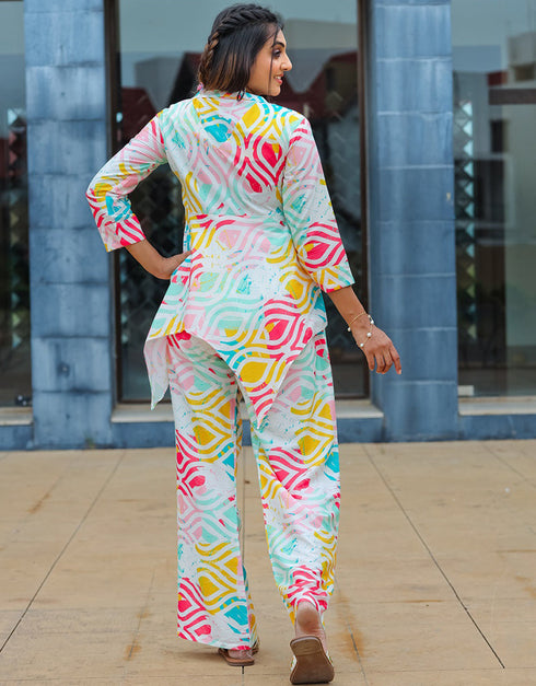 classy multi color cotton blend beautiful readymade co-ord top with bottom set suit design pant 13547-acy3304 Close-up View