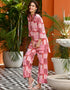 chic pink cotton blend beautiful readymade co-ord top with bottom set suit design pant 13547-acy3306 Side View