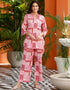 chic pink cotton blend beautiful readymade co-ord top with bottom set suit design pant 13547-acy3306 Front View