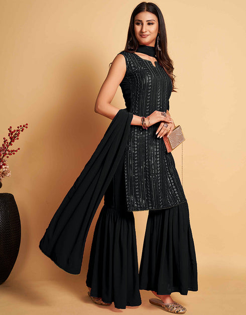fashionable black georgette trendy party wear readymade salwar suit with black georgette 13548-acy3311 Side View