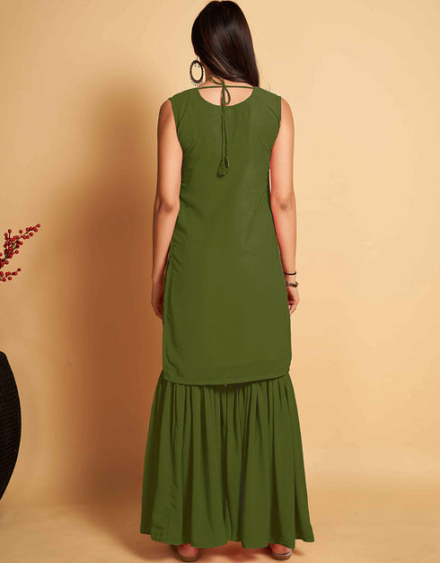 sleek green georgette trendy party wear readymade salwar suit with green georgette 13548-acy3312 Close-up View