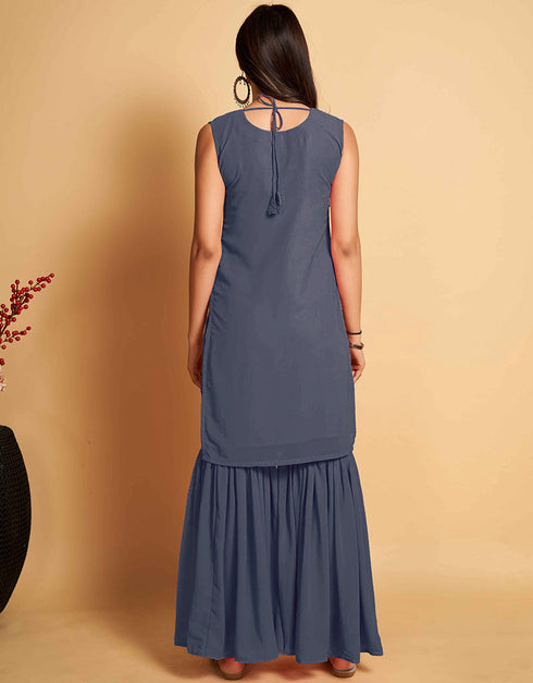 modern grey georgette trendy party wear readymade salwar suit with grey georgette 13548-acy3313 Close-up View