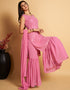 sophisticated pink georgette trendy party wear readymade salwar suit with pink georgette 13548-acy3314 Side View