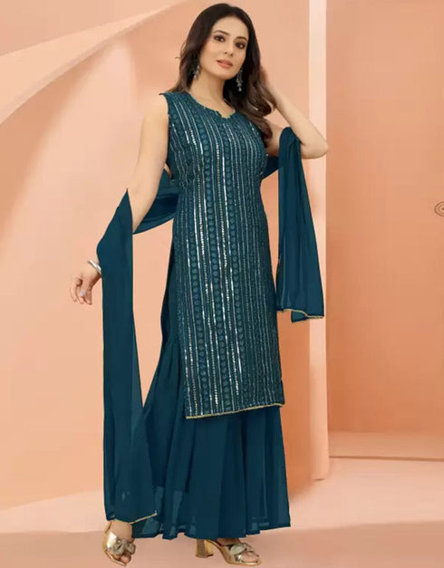 glamorous rama georgette trendy party wear readymade salwar suit with rama georgette 13548-acy3315 Back View