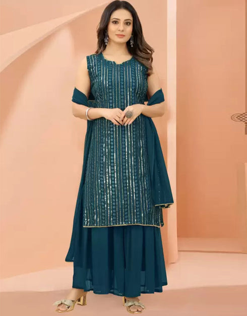glamorous rama georgette trendy party wear readymade salwar suit with rama georgette 13548-acy3315 Front View