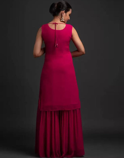 contemporary rani pink georgette trendy party wear readymade salwar suit with rani pink georgette 13548-acy3316 Close-up View