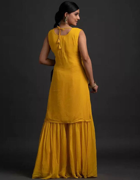 stylish yellow georgette trendy party wear readymade salwar suit with yellow georgette 13548-acy3318 Close-up View