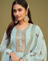 sleek firozi georgette designer traditional party wear salwar suit with firozi dull santoon 13556-acy3360 Close-up View