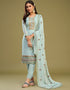 sleek firozi georgette designer traditional party wear salwar suit with firozi dull santoon 13556-acy3360 Front View
