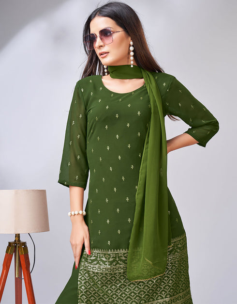 trendy green georgette heavy designer wedding wear georgette salwar suit with green georgette 13559-acy3388 Back View