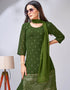 trendy green georgette heavy designer wedding wear georgette salwar suit with green georgette 13559-acy3388 Back View