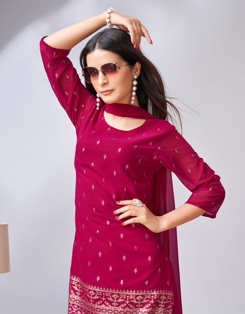 elegant pink georgette heavy designer wedding wear georgette salwar suit with pink georgette 13559-acy3389 Back View