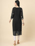 chic embroidery work georgette designer party wear readymade long kurtis with black 13560-acy3392 Close-up View