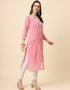 trendy embroidery work georgette designer party wear readymade long kurtis with pink 13560-acy3393 Side View