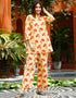 contemporary yellow cotton blend beautiful readymade co-ord top with bottom set suit design pant 13562-acy3404 Side View