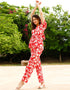 chic red cotton blend beautiful readymade co-ord top with bottom set suit design pant 13562-acy3407 Side View