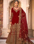 contemporary maroon velvet designer traditional wedding wear salwar suit with maroon micro 13566-acy3435 Front View