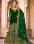 stylish green velvet designer traditional wedding wear salwar suit with green micro 13566-acy3437 Front View
