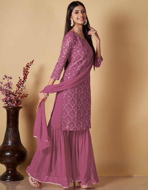 modern pink georgette heavy designer wedding wear georgette salwar suit with pink georgette 13570-acy3452 Side View