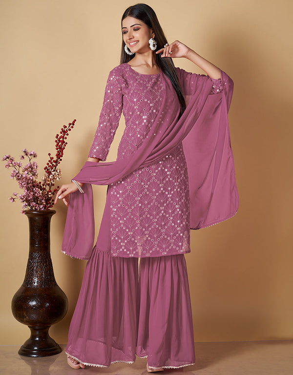 modern pink georgette heavy designer wedding wear georgette salwar suit with pink georgette 13570-acy3452 Front View