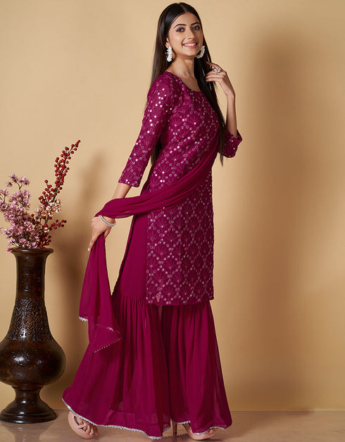 glamorous pink georgette heavy designer wedding wear georgette salwar suit with pink georgette 13570-acy3454 Side View