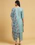 stylish aqua blue cotton designer party wear readymade salwar suit with orange cotton 13584-acy3555 Close-up View