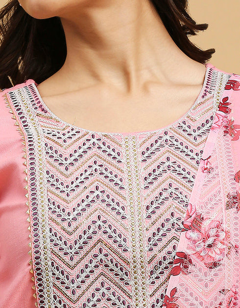 chic baby pink cotton designer party wear readymade salwar suit with baby pink cotton 13584-acy3556 Back View