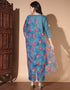 elegant blue cotton designer party wear readymade salwar suit with blue cotton 13584-acy3558 Close-up View