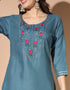 elegant blue cotton designer party wear readymade salwar suit with blue cotton 13584-acy3558 Back View