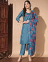 elegant blue cotton designer party wear readymade salwar suit with blue cotton 13584-acy3558 Side View